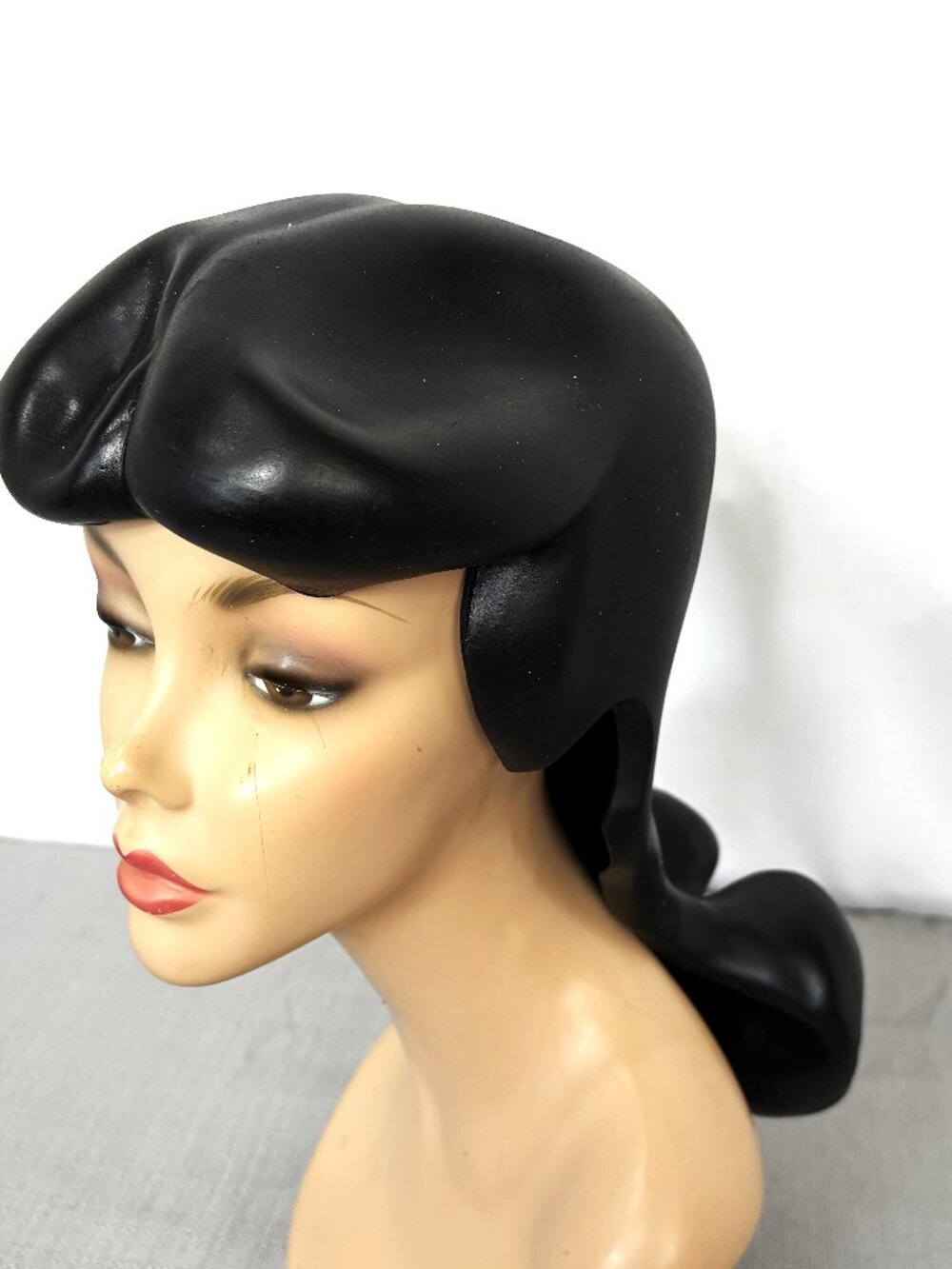Vtg Natasha Fatale Disguise 2000 Black Latex Cosplay Headwear Wig NOS NWOT